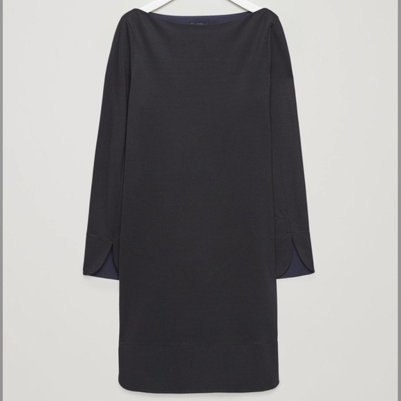 COS | Black Jersey Dress With Contrast Detail NEW - Picture 2 of 4